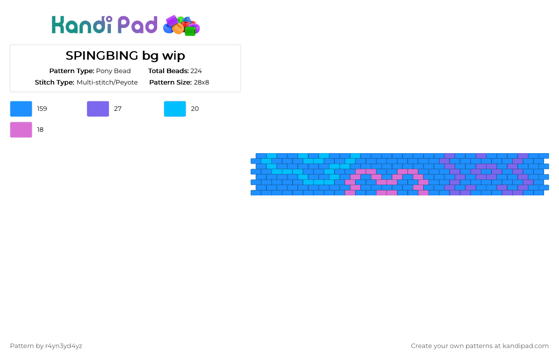 SPINGBING bg wip - Pony Bead Pattern by r4yn3yd4yz on Kandi Pad - light blue