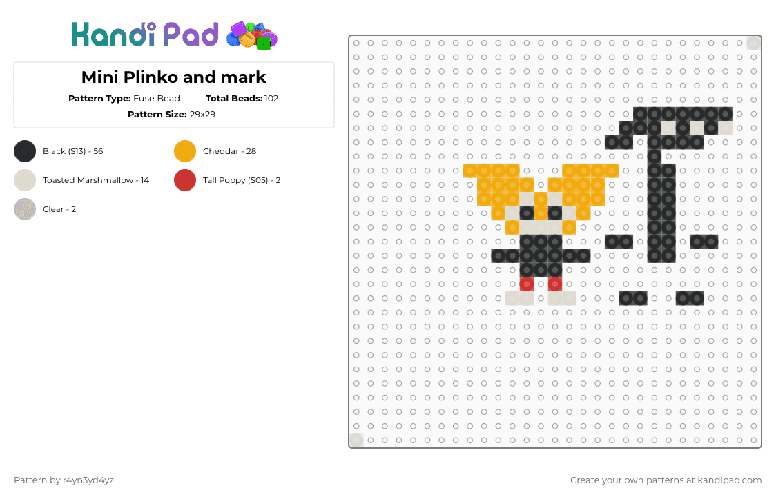 Mini Plinko and mark - Fuse Bead Pattern by r4yn3yd4yz on Kandi Pad - black,beige,orange