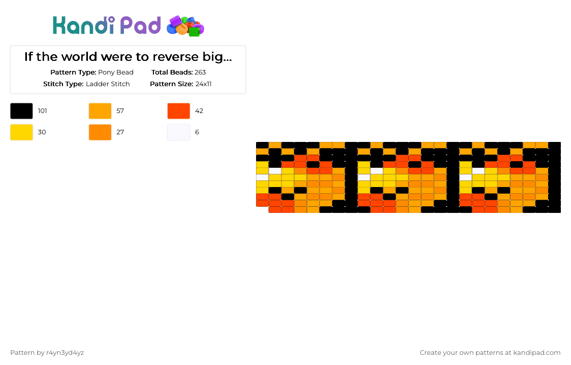 shrimp trumpet ladder cuff - Pony Bead Pattern by r4yn3yd4yz on Kandi Pad - animal, cute, justan oval, music, orange, sea creature