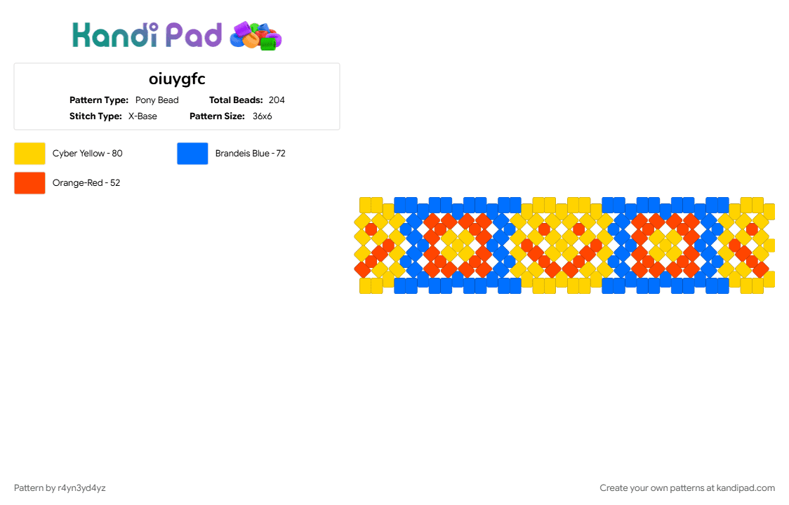 weirdcore smiley face and flower cuff - Pony Bead Pattern by r4yn3yd4yz on Kandi Pad - blue, clowncore, kidcore, primary colors, yellow