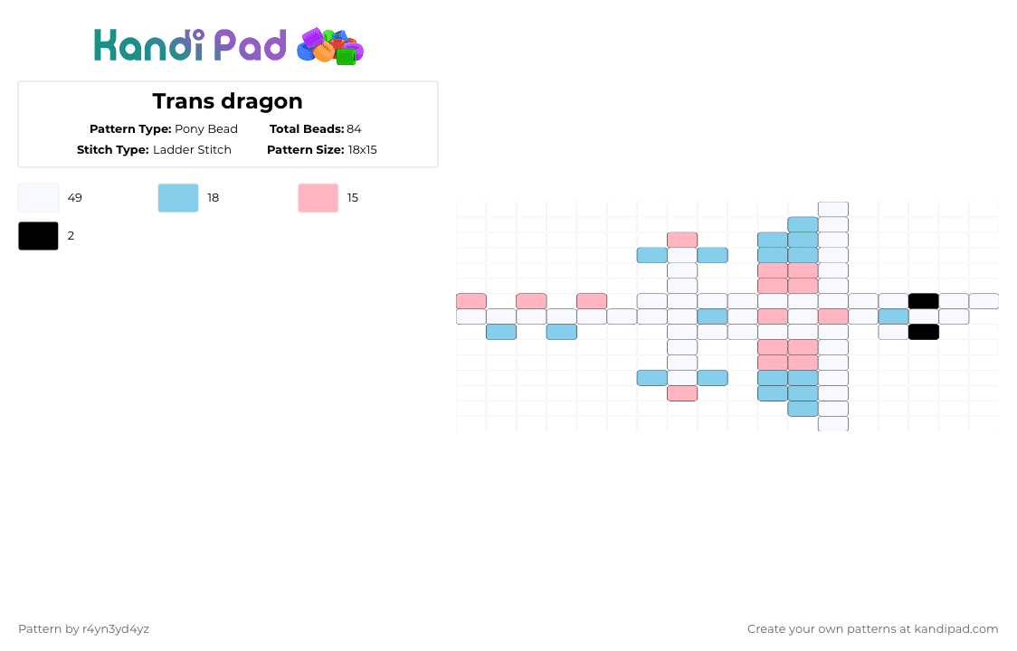 Trans dragon [read description] - Pony Bead Pattern by r4yn3yd4yz on Kandi Pad - white,light blue,pink