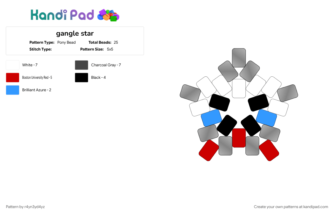 gangle star tadc - Pony Bead Pattern by r4yn3yd4yz on Kandi Pad - brown