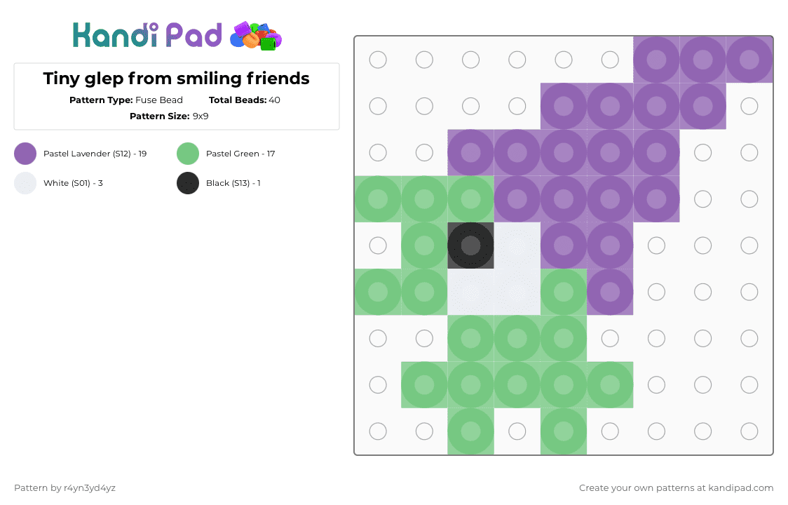 Tiny glep from smiling friends - Fuse Bead Pattern by r4yn3yd4yz on Kandi Pad - teal,pink