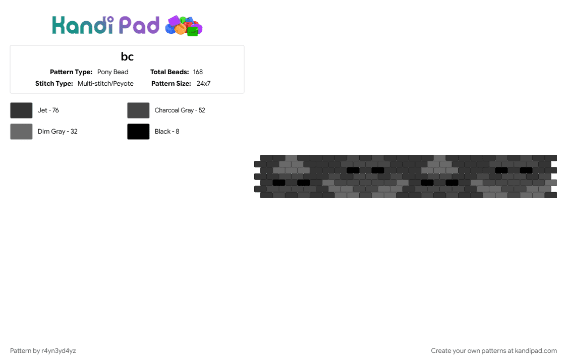 bat cuff - Pony Bead Pattern by r4yn3yd4yz on Kandi Pad - animal, brown, cute, dark, gray, grey