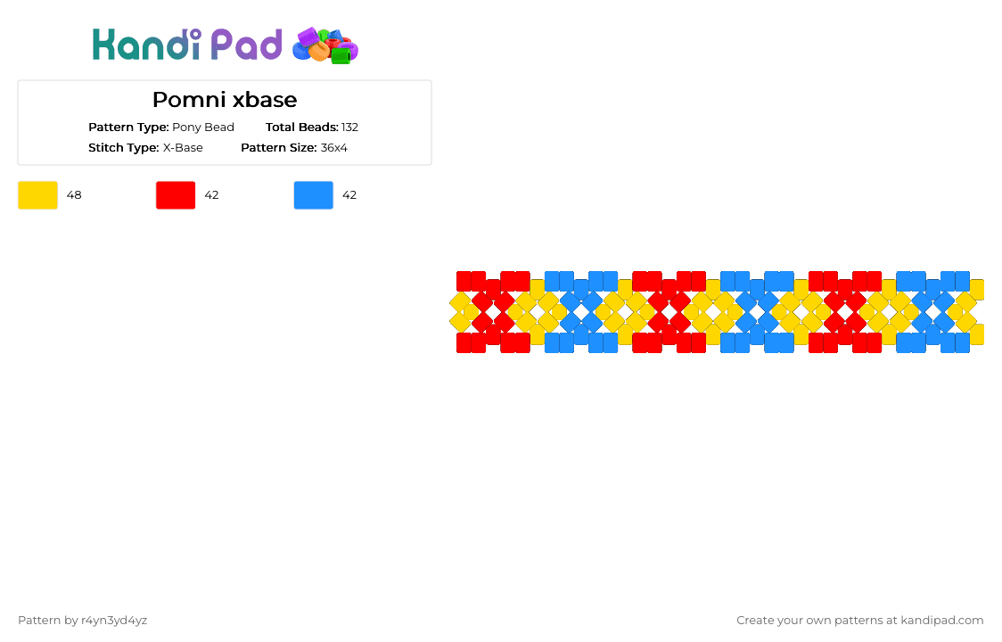 Pomni xbase - Pony Bead Pattern by r4yn3yd4yz on Kandi Pad - yellow
