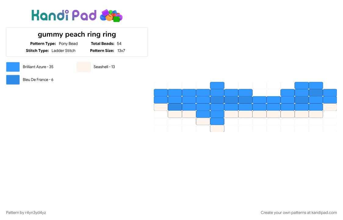 gummy shark ladder charm - Pony Bead Pattern by r4yn3yd4yz on Kandi Pad - blue, candy, food, light blue, sweet, tasty, white, yummy