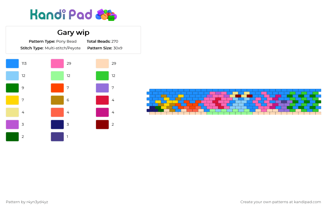 Gary the snail cuff - Pony Bead Pattern by r4yn3yd4yz on Kandi Pad - light blue,pink,beige,spongebob,cute,animal,ocean,sea creature,coral,show,cartoon