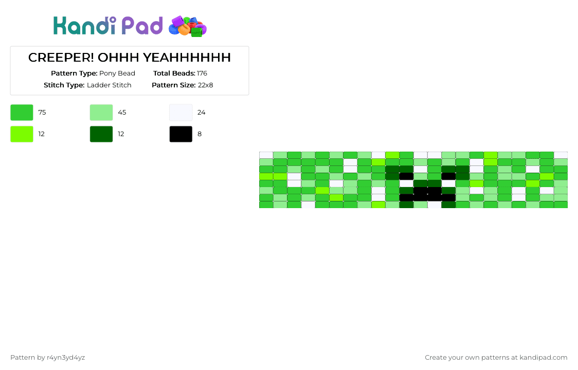 creeper ladder cuff - Pony Bead Pattern by r4yn3yd4yz on Kandi Pad - green, teal