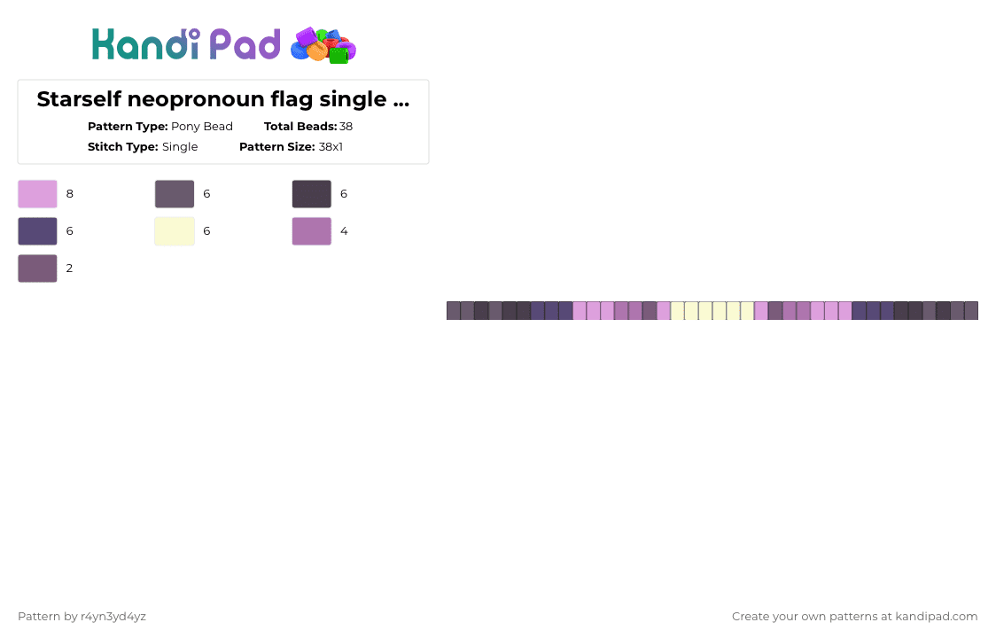 Starself neopronoun flag single for @ th4t1r4tc00nth31r4n - Pony Bead Pattern by r4yn3yd4yz on Kandi Pad - pink,starself,neopronoun,pride,flag,single,kandi