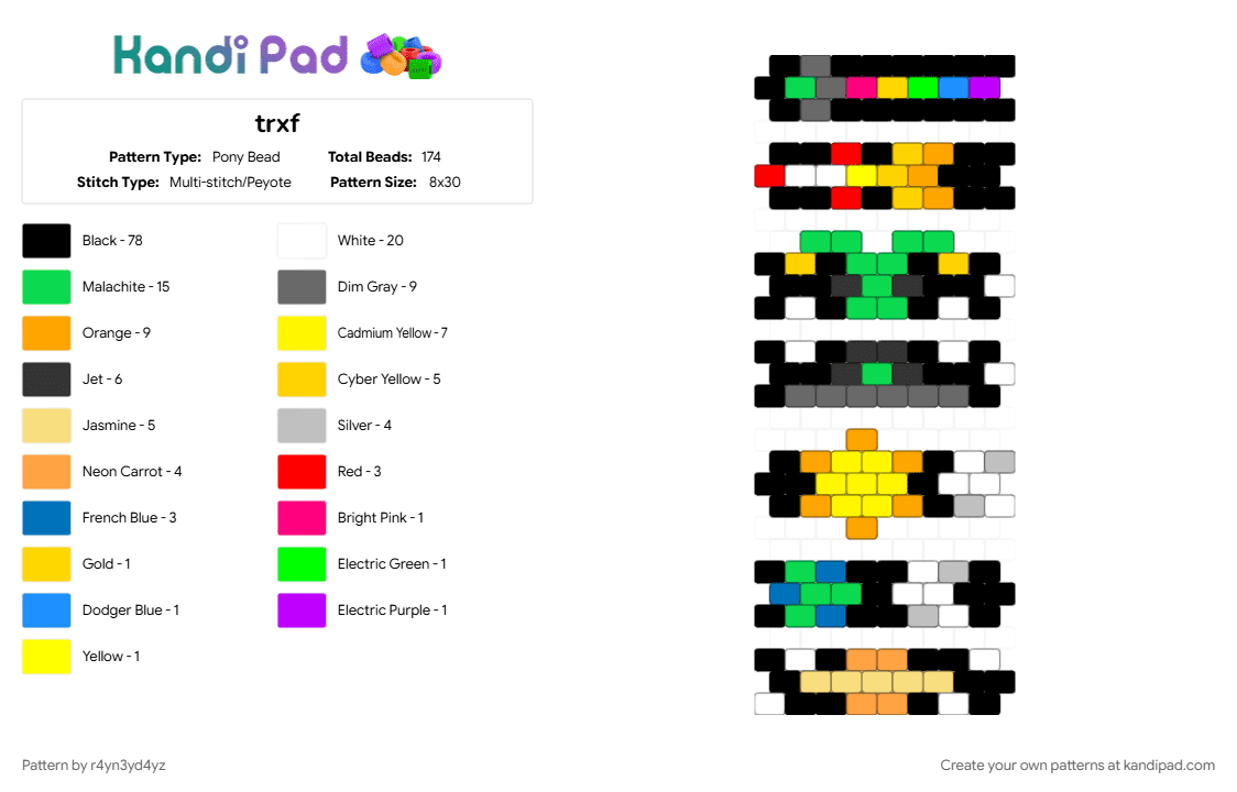 space themed rings - Pony Bead Pattern by r4yn3yd4yz on Kandi Pad - alien, black, colorful, earth, moon, orange, planet, rocket, star, sun, teal, ufo, yellow