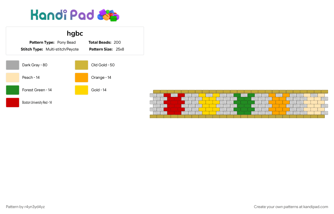Haribo gummy bear cuff - Pony Bead Pattern by r4yn3yd4yz on Kandi Pad - beige, candy, colorful, food, green, orange, red, sweet, yellow