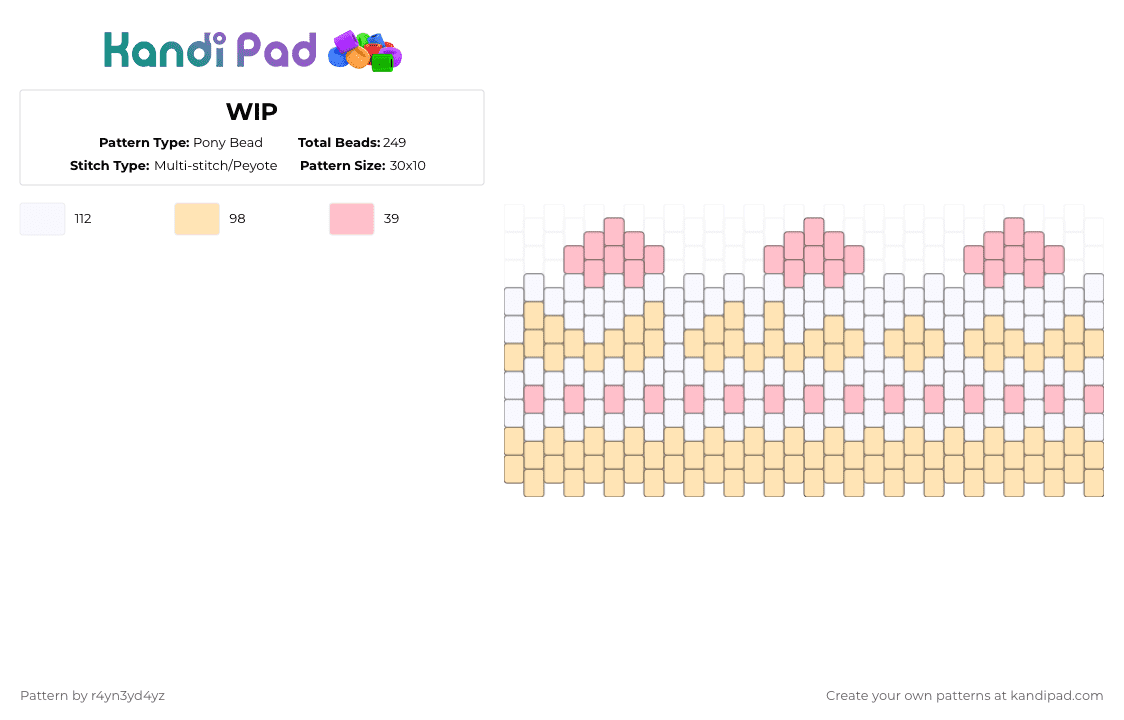 Strawberry shortcake cuff - Pony Bead Pattern by r4yn3yd4yz on Kandi Pad - beige,pink,strawberry,cake,food,sweet,dessert,pastel,cuff,soft
