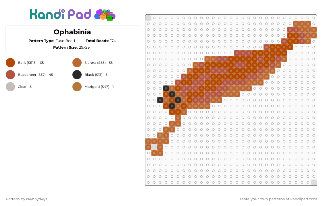 Ophabinia - Fuse Bead Pattern by r4yn3yd4yz on Kandi Pad - tan,red