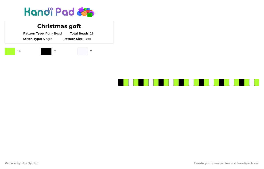 Christmas goft - Pony Bead Pattern by r4yn3yd4yz on Kandi Pad - green,white