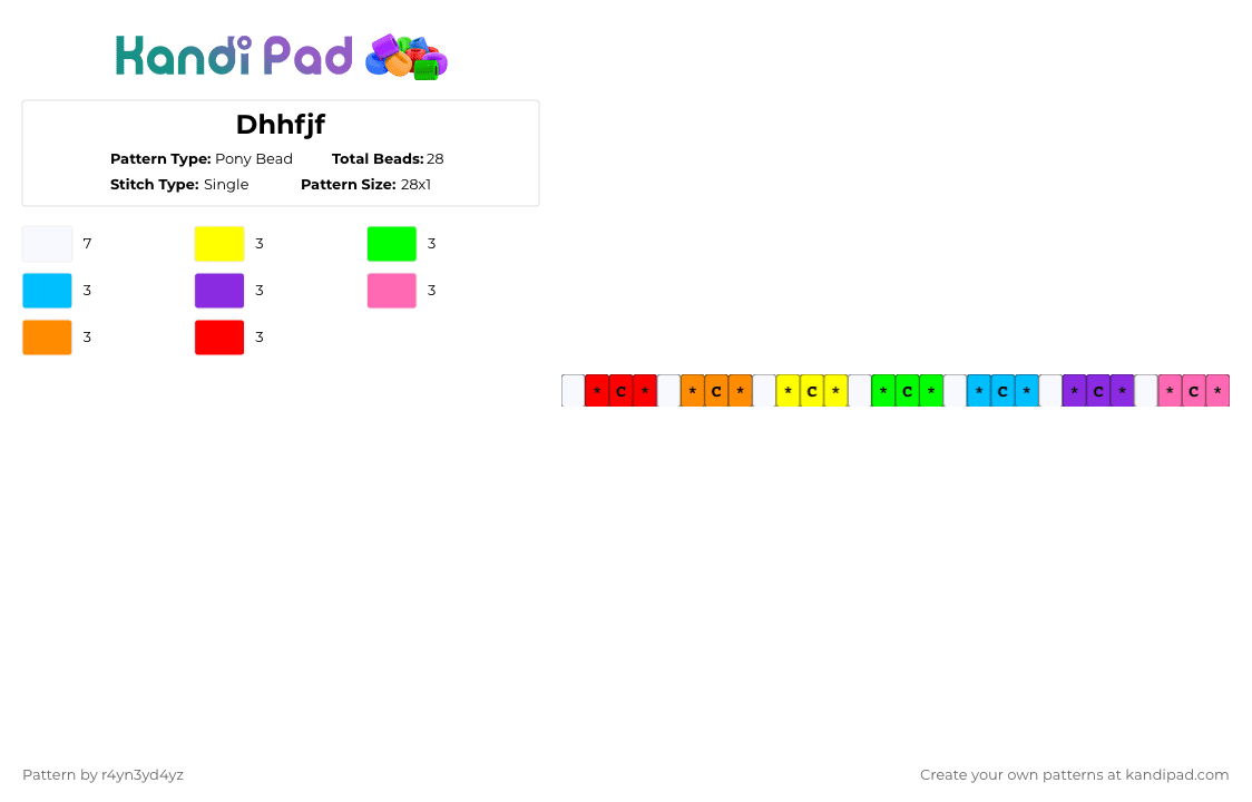 Rainbow smiley face and star single - Pony Bead Pattern by r4yn3yd4yz on Kandi Pad - green,purple,orange,colorful,bright,rainbow,single,cute,star,decora,smiley face