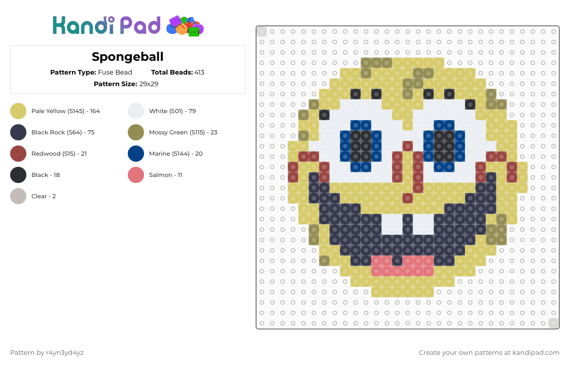 Spongeball - Fuse Bead Pattern by r4yn3yd4yz on Kandi Pad - yellow,purple