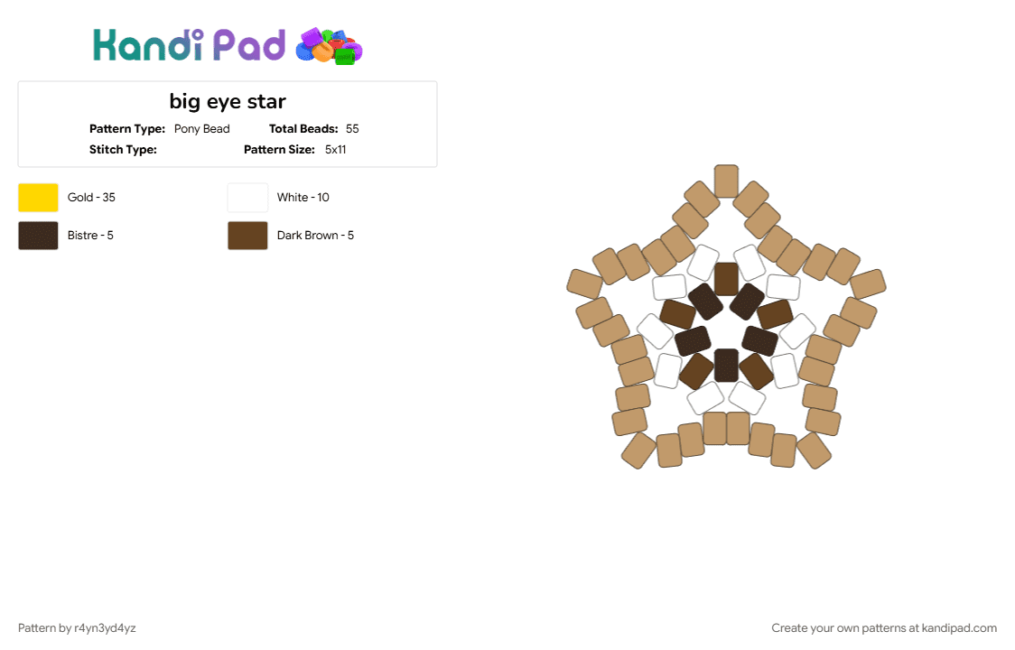 big eye star - Pony Bead Pattern by r4yn3yd4yz on Kandi Pad - beige, creepy, dreamcore, weirdcore