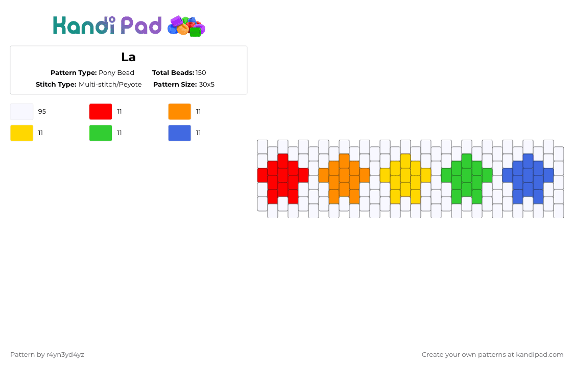 Rainbow stars on white cuff - Pony Bead Pattern by r4yn3yd4yz on Kandi Pad - white,orange,green,colorful,rainbow