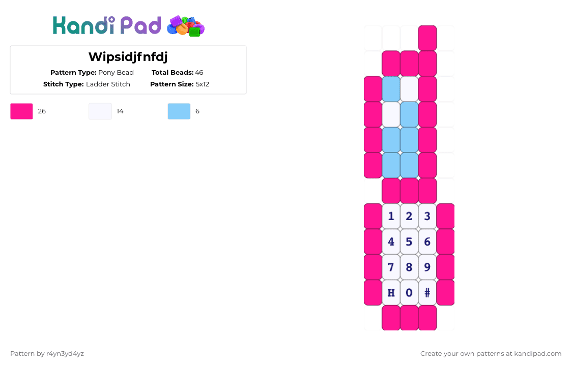 Wipsidjfnfdj - Pony Bead Pattern by r4yn3yd4yz on Kandi Pad - pink