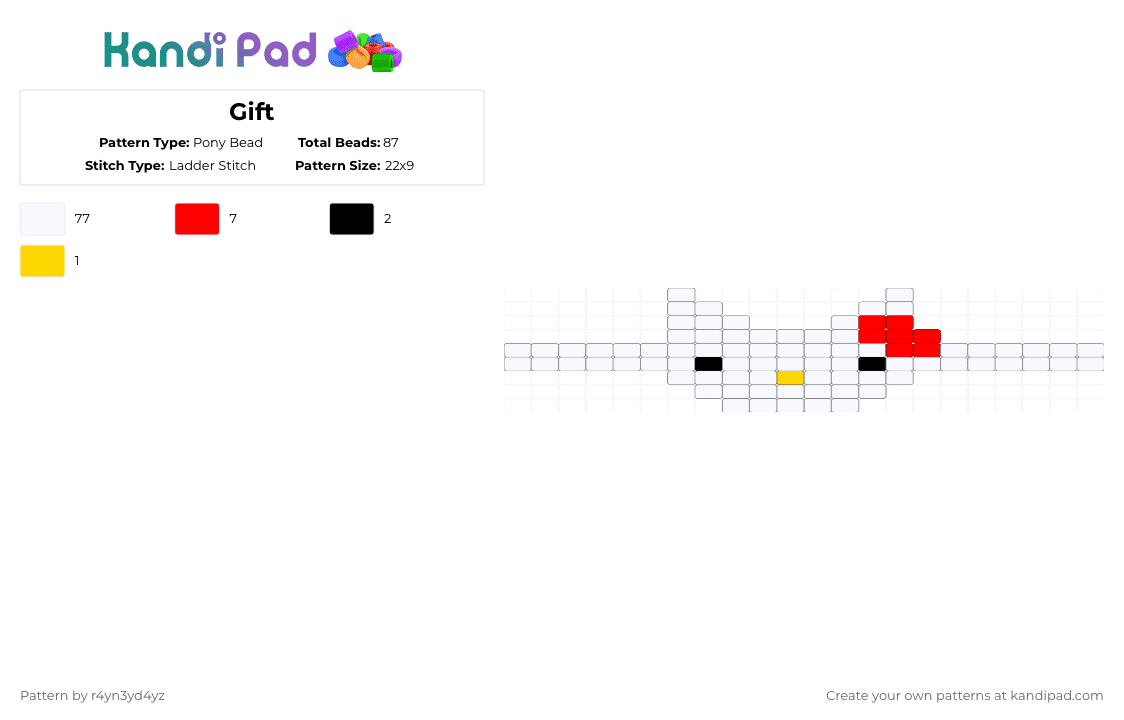 Gift - Pony Bead Pattern by r4yn3yd4yz on Kandi Pad - white,red