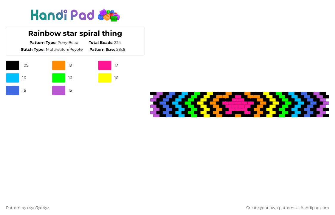 Rainbow star outline thing - Pony Bead Pattern by r4yn3yd4yz on Kandi Pad - black,pink,orange