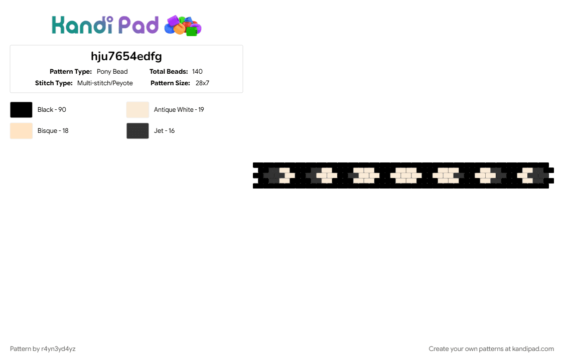 small moon phases cuff - Pony Bead Pattern by r4yn3yd4yz on Kandi Pad - black