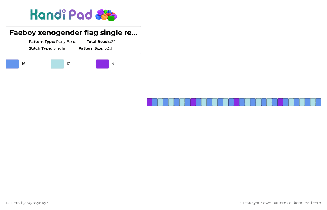 Faeboy xenogender flag single requested by @the_c00ljayk1d - Pony Bead Pattern by r4yn3yd4yz on Kandi Pad - light blue