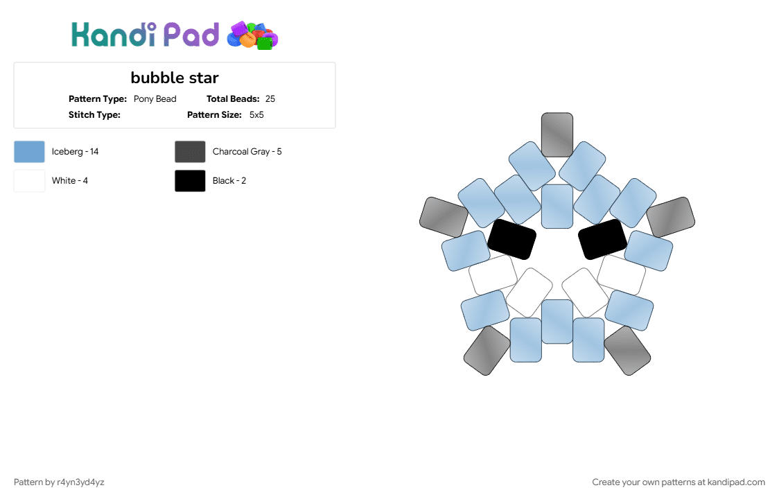 bubble star tadc - Pony Bead Pattern by r4yn3yd4yz on Kandi Pad - brown, light blue