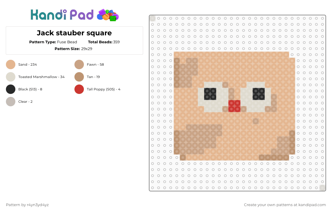 Jack stauber square - Fuse Bead Pattern by r4yn3yd4yz on Kandi Pad - beige