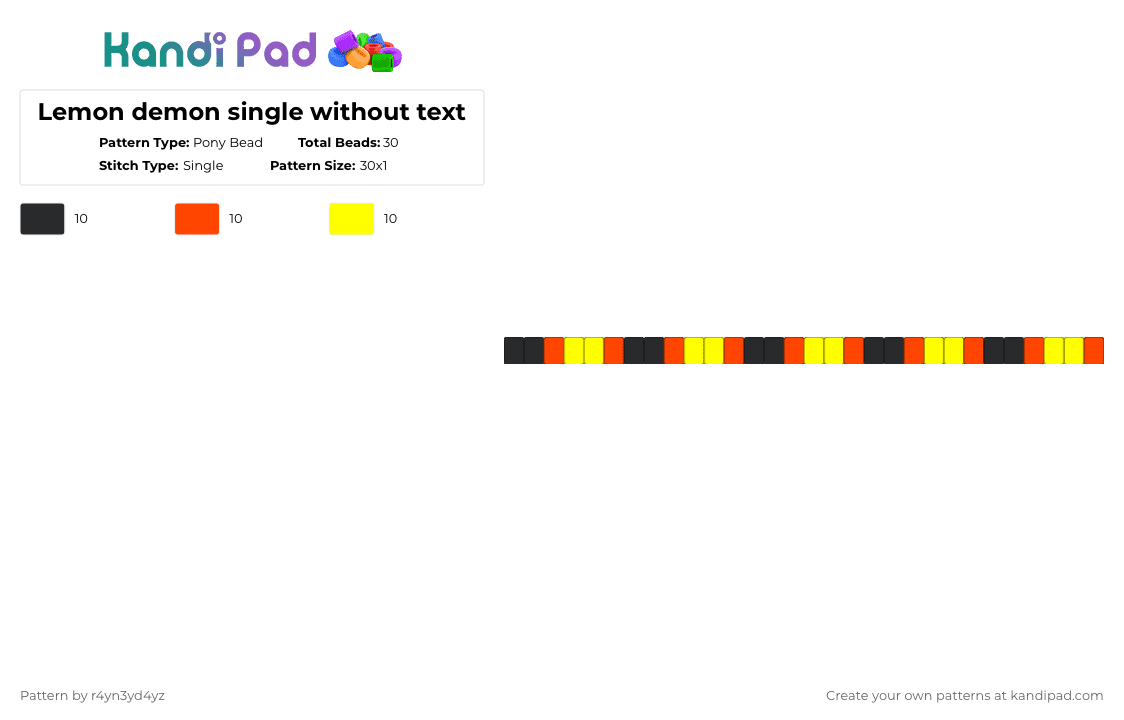 Lemon demon single without text - Pony Bead Pattern by r4yn3yd4yz on Kandi Pad - red,yellow