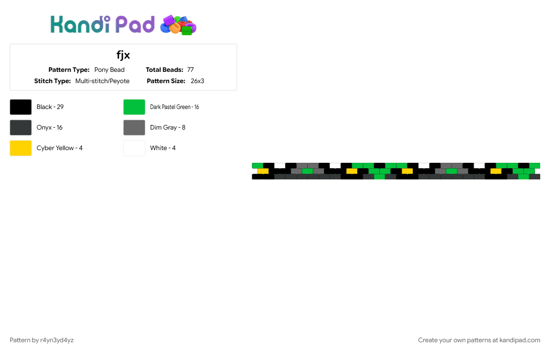 small alien and ufo space cuff - Pony Bead Pattern by r4yn3yd4yz on Kandi Pad - black, cute, galaxy, green, star
