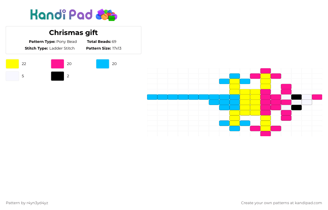 Chrismas gift - Pony Bead Pattern by r4yn3yd4yz on Kandi Pad - pink,yellow,light blue
