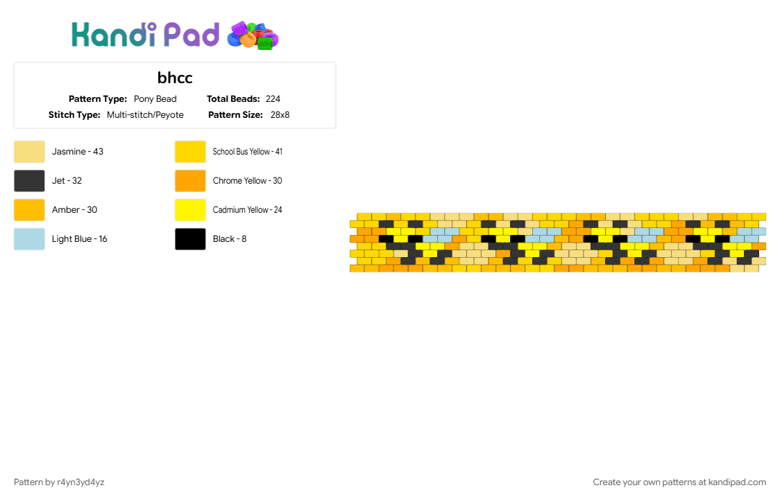 bees in hive cuff - Pony Bead Pattern by r4yn3yd4yz on Kandi Pad - animal, cute, hexagon, honey, honeycomb, orange, yellow