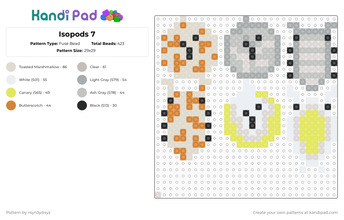 Isopods 7 Fuse Bead Pattern - Kandi Pad | Kandi Patterns, Fuse Bead ...
