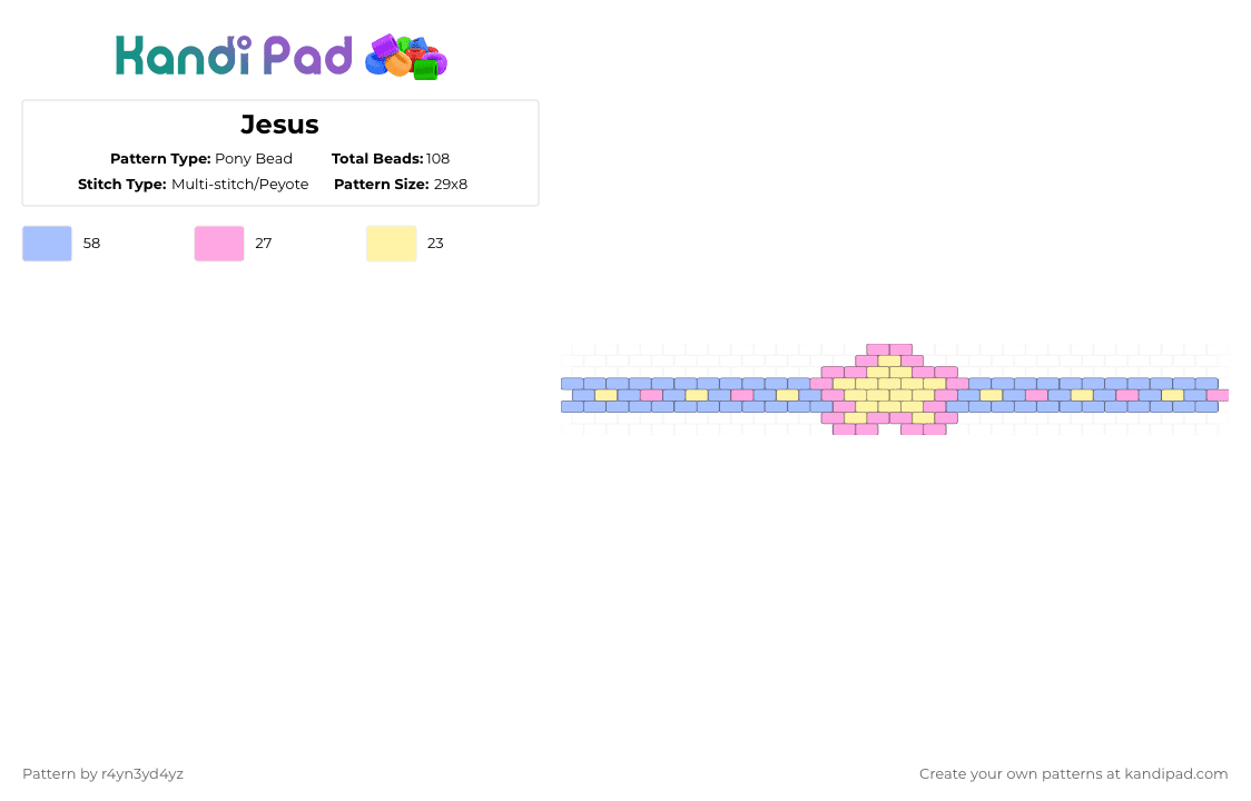 Pink yellow and blue star pastel cuff - Pony Bead Pattern by r4yn3yd4yz on Kandi Pad - light blue