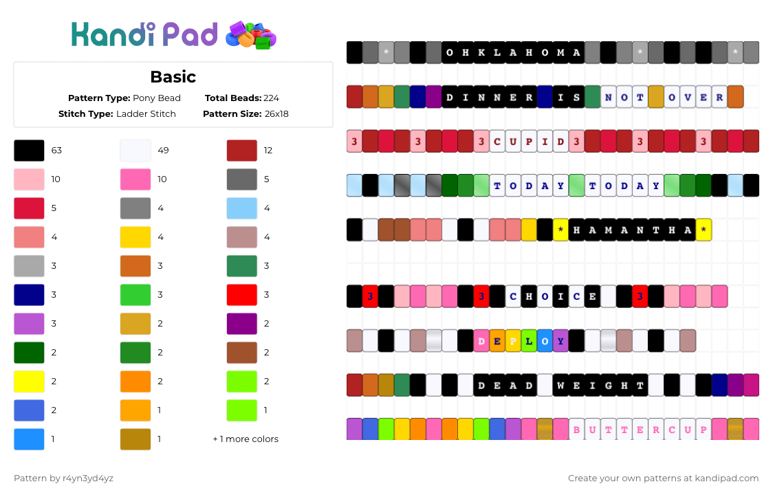 Jack stauber singles part 2 - Pony Bead Pattern by r4yn3yd4yz on Kandi Pad - red,orange,pink,colorful