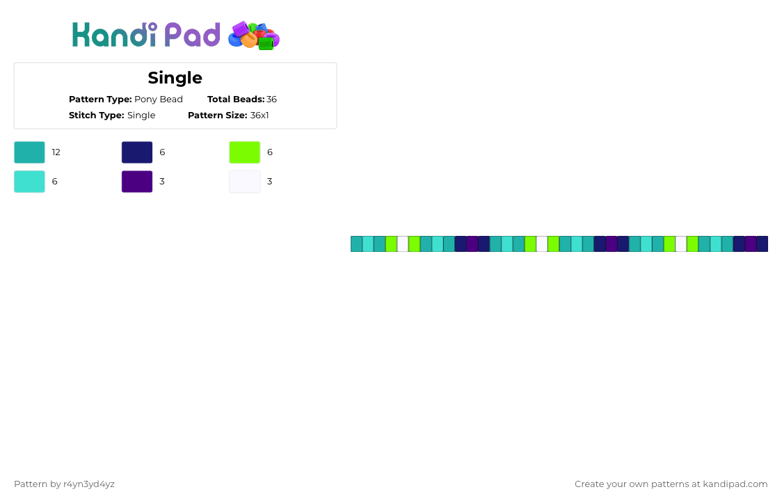 Single - Pony Bead Pattern by r4yn3yd4yz on Kandi Pad - purple,teal,single