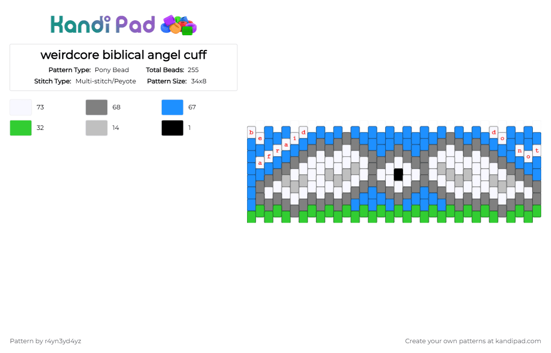 weirdcore biblical angel cuff - Pony Bead Pattern by r4yn3yd4yz on Kandi Pad - gray, light blue