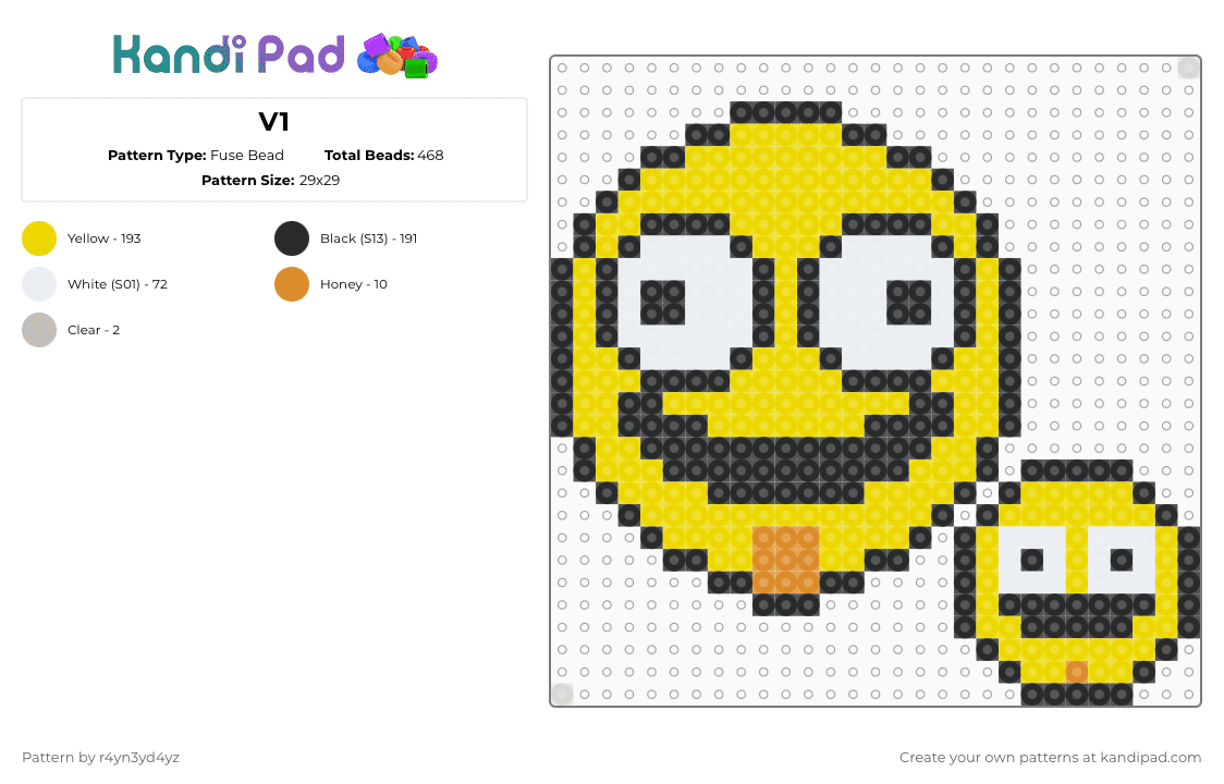 Smiling friends building reg and mini - Fuse Bead Pattern by r4yn3yd4yz on Kandi Pad - yellow,smiling friends,cartoons,show