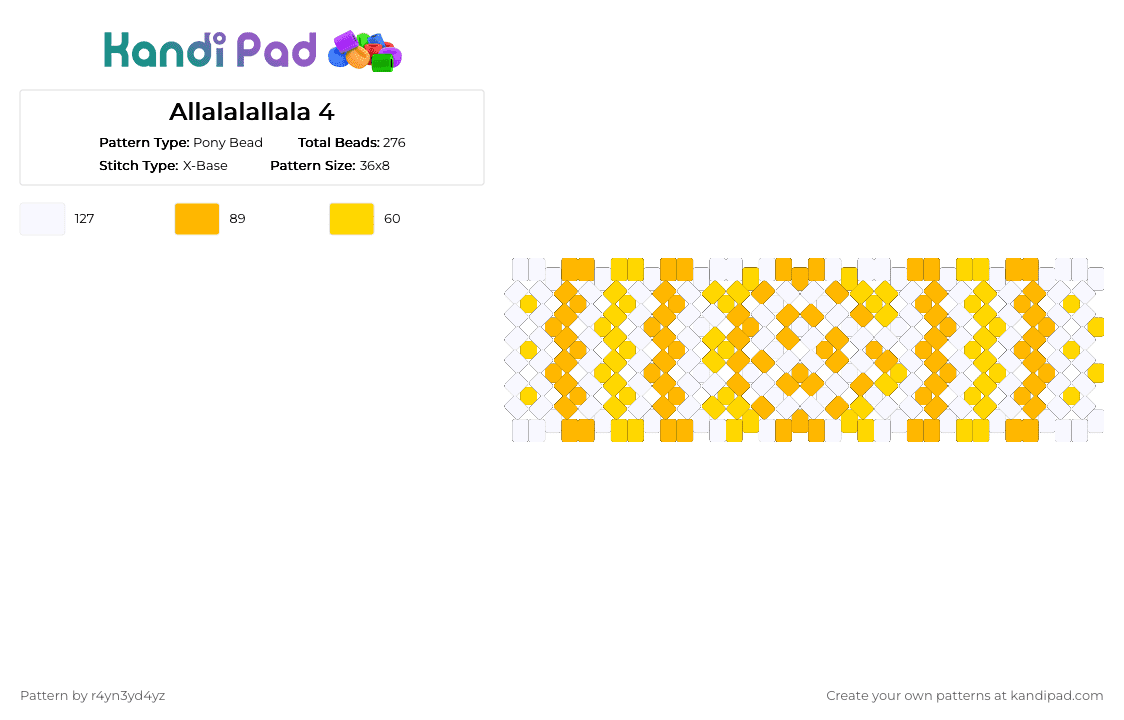 Orange and yellow Sun xbase cuff 4 - Pony Bead Pattern by r4yn3yd4yz on Kandi Pad - orange,yellow,nature,whimsical,twee