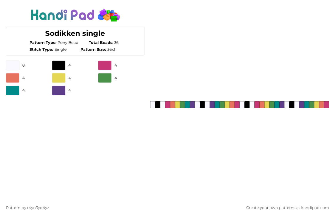 Sodikken single - Pony Bead Pattern by r4yn3yd4yz on Kandi Pad - red,green,purple,colorful,sodikken,eye,music,weirdcore,dreamcore,single,rainbow