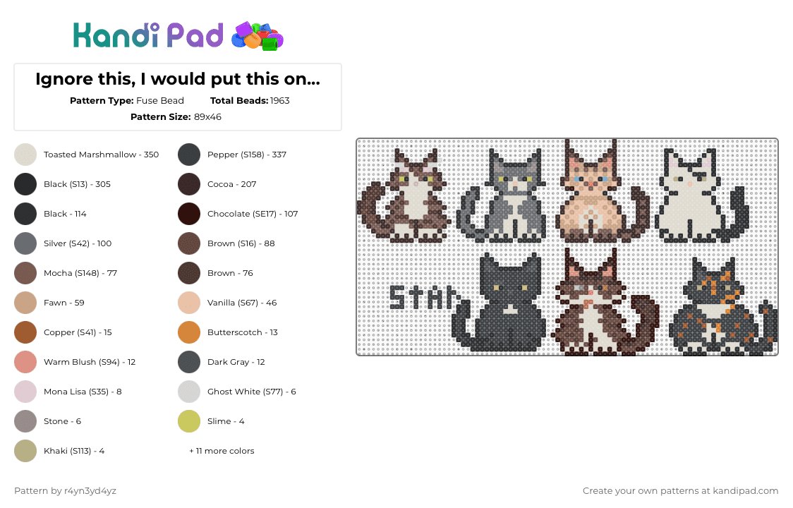 Ignore this, I would put this on private if I had kp pro. - Fuse Bead Pattern by r4yn3yd4yz on Kandi Pad - black,brown,beige,gray