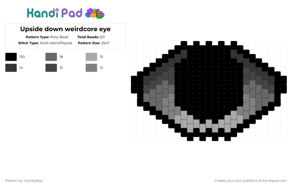 weirdcore eye - Pony Bead Pattern by r4yn3yd4yz on Kandi Pad - black,gray,beige,weirdcore,dreamcore,spooky,eye,dark,creepy