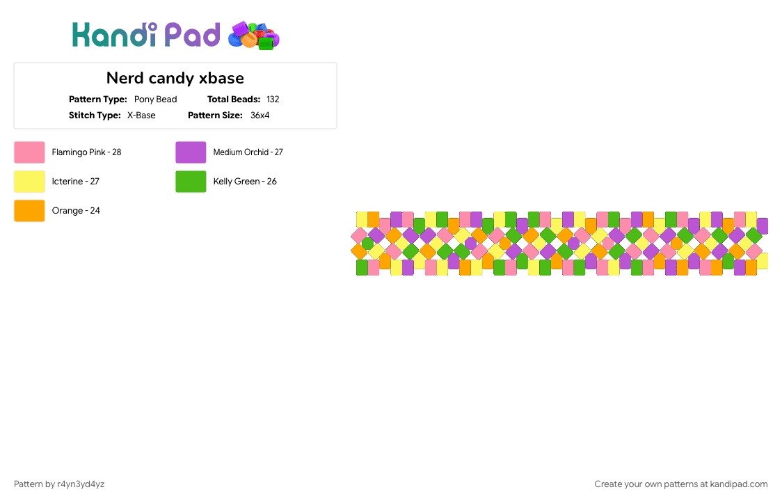 Nerd candy xbase - Pony Bead Pattern by r4yn3yd4yz on Kandi Pad - candy, colorful, food, pink, sweet, tasty, yummy