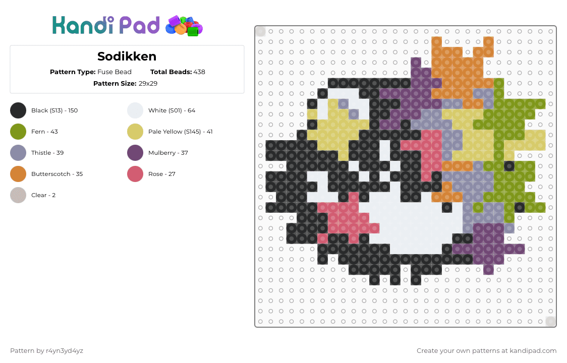 Sodikken - Fuse Bead Pattern by r4yn3yd4yz on Kandi Pad - gray,gold,colorful