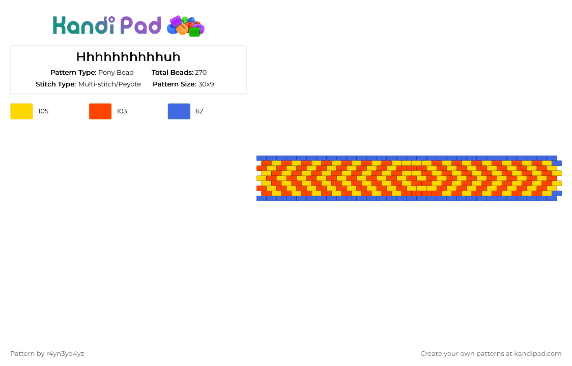 clowncore spiral peytote cuff - Pony Bead Pattern by r4yn3yd4yz on Kandi Pad - red, yellow