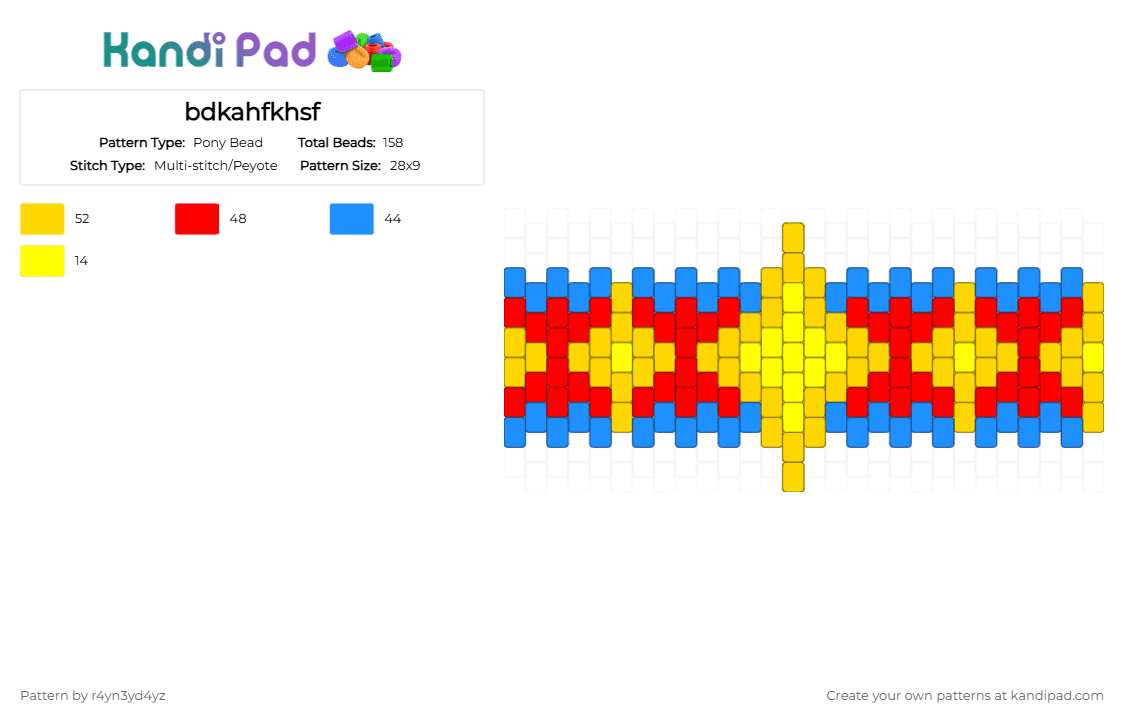 bdkahfkhsf - Pony Bead Pattern by r4yn3yd4yz on Kandi Pad - yellow