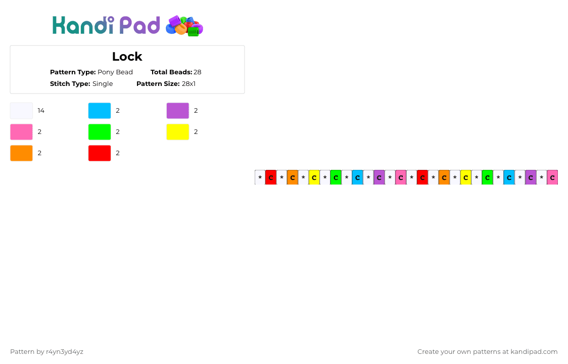 Rainbow smiley face and white star single - Pony Bead Pattern by r4yn3yd4yz on Kandi Pad - white,pink