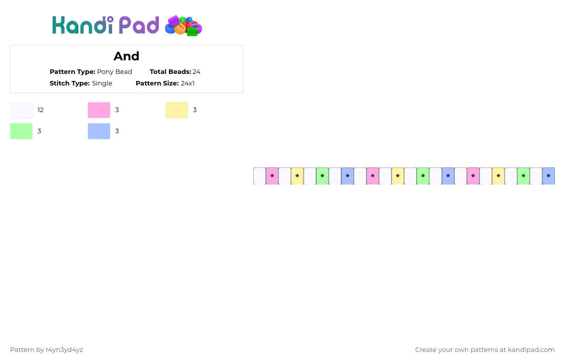 Pastel rainbow and white star single - Pony Bead Pattern by r4yn3yd4yz on Kandi Pad - white,yellow,light blue,colorful,cute,pastel,star,single,rainbow,decora