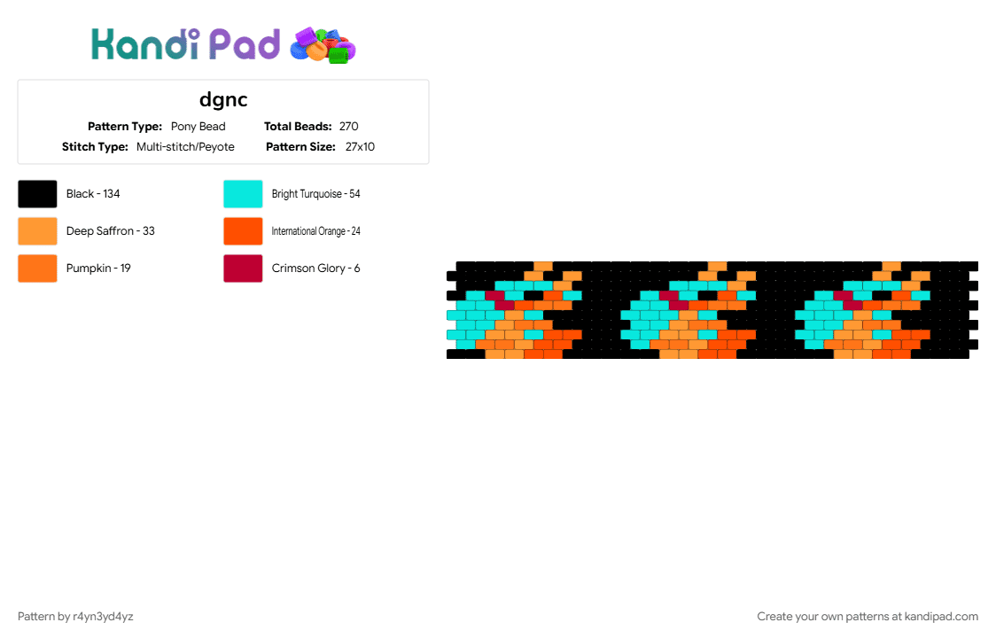 shrimp miku cuff - Pony Bead Pattern by r4yn3yd4yz on Kandi Pad - animal, character, cute, hatsune miku, justan oval, light blue, music, orange, vocaloid